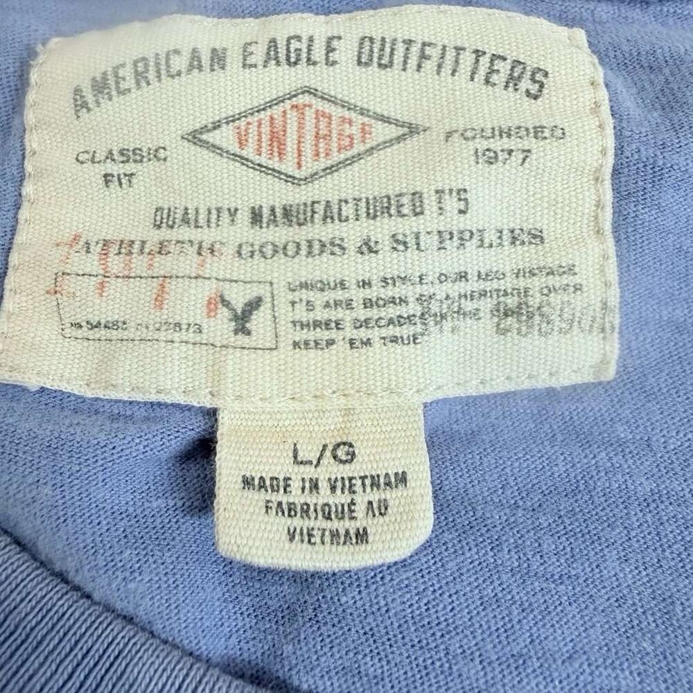 American Eagle Men Sz L Blue Stars Stripes Eagle Flag Patch Y2K Distressed USA - Picture 4 of 13
